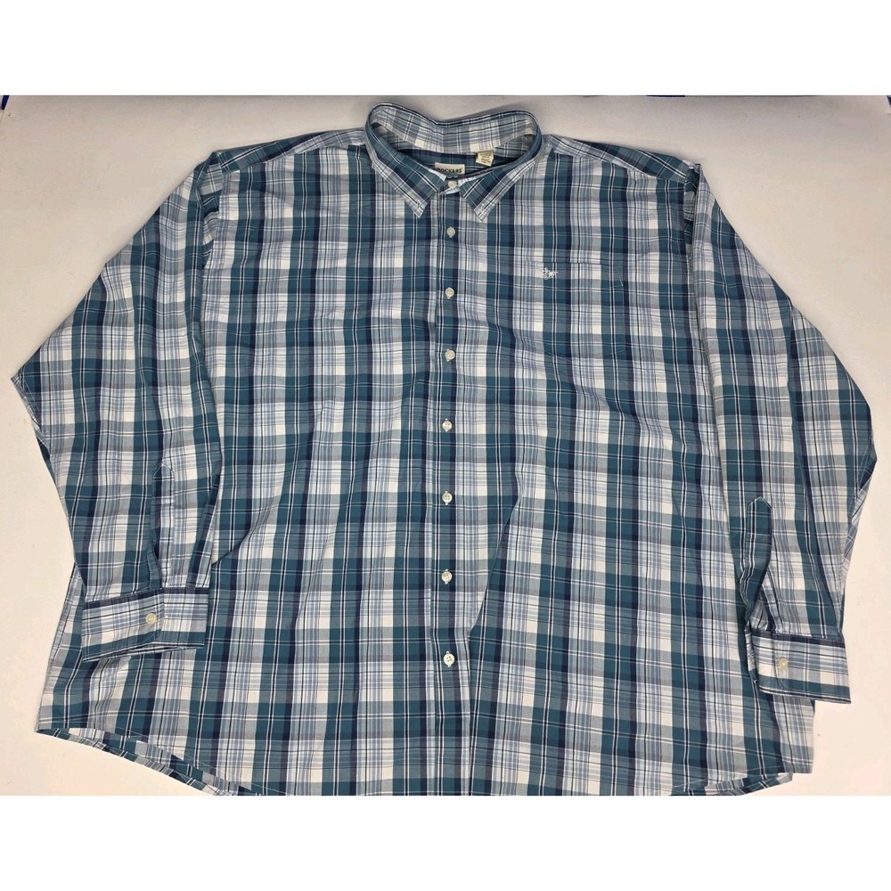 Dockers Men's 4XL Blue Plaid Long Sleeve Button Down Shirt Classic Fit